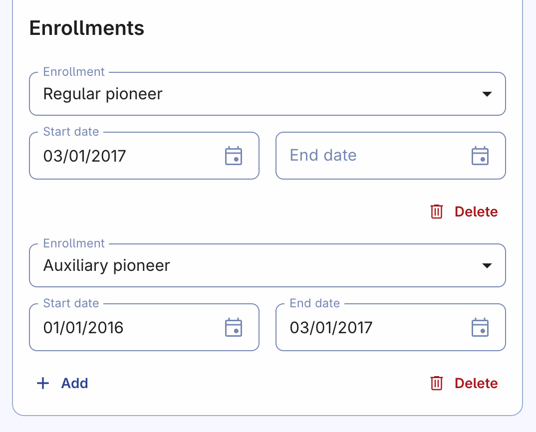 Enrollments, ministry forms information