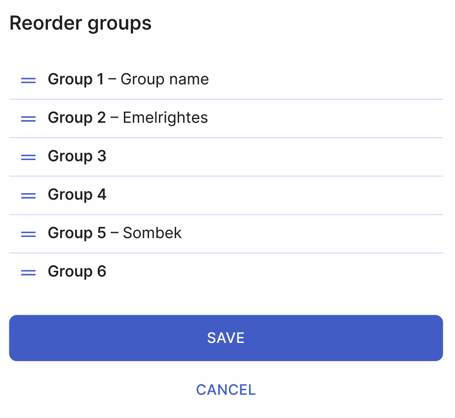 Reorder field service groups in Organized