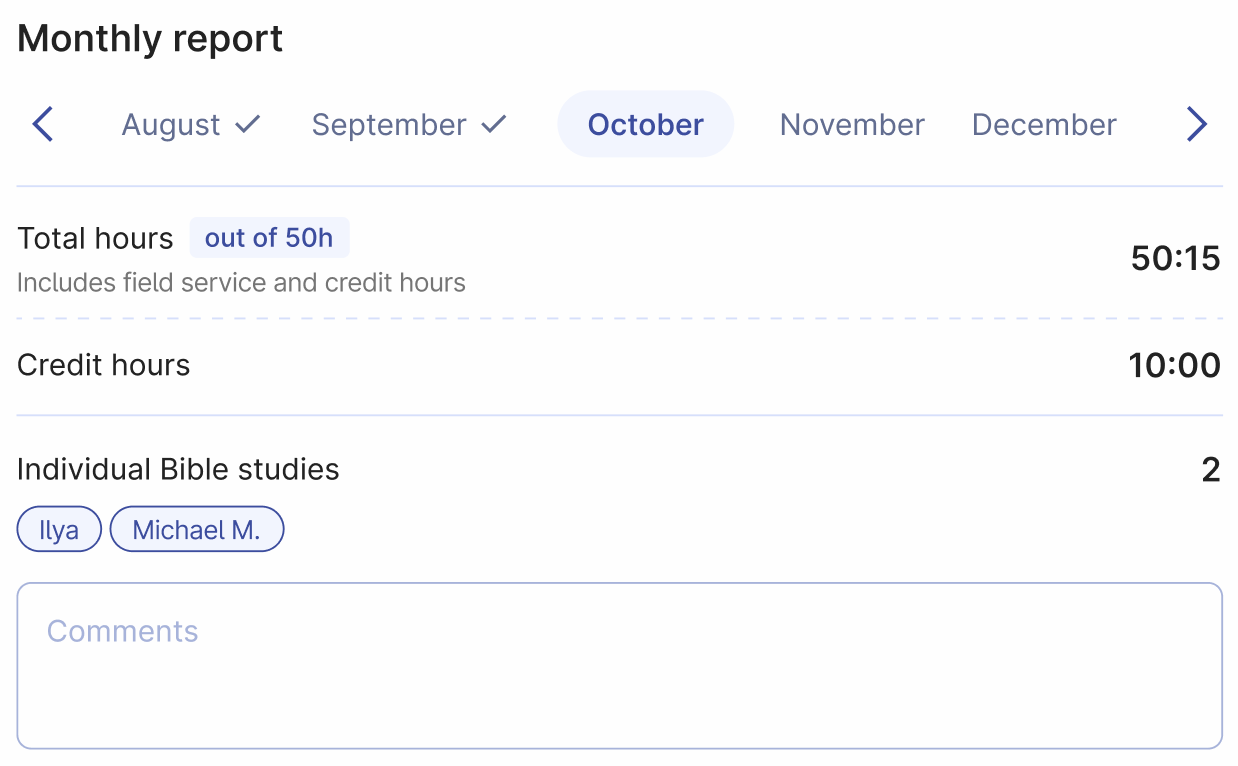 Sumbit pioneer report including credit hours in Organized app