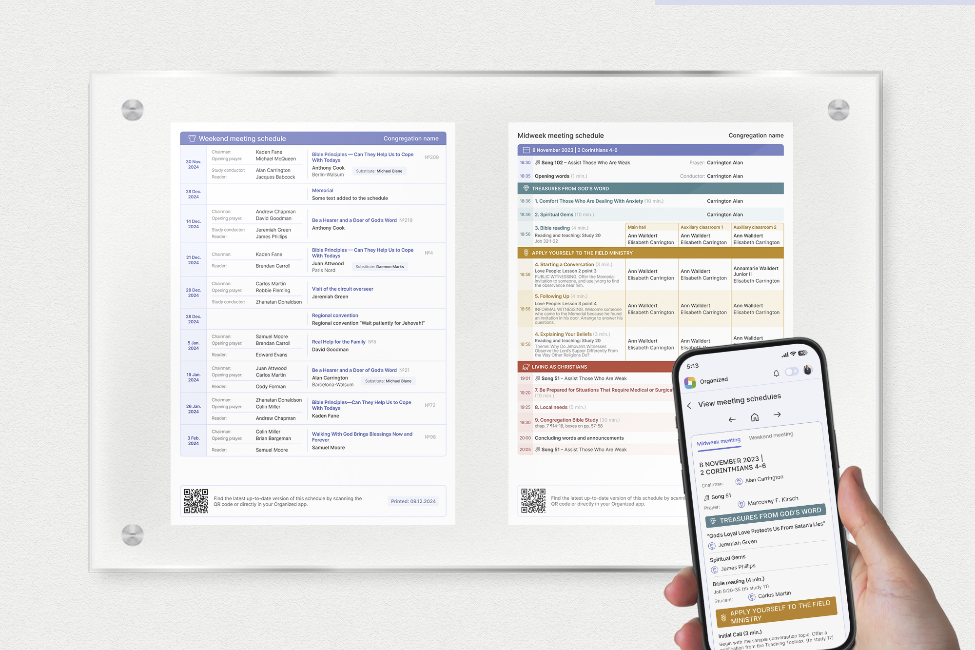 JW meeting scheduling with easy print templates export